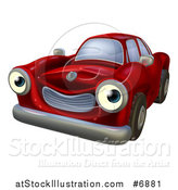 Vector Illustration of a Happy Vintage Red Car Character by AtStockIllustration