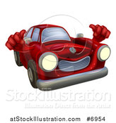 Vector Illustration of a Happy Vintage Red Car Giving Two Thumbs up by AtStockIllustration