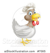 Vector Illustration of a Happy White and Brown Chicken Chef Facing Right by AtStockIllustration