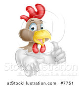 Vector Illustration of a Happy White and Brown Chicken or Rooster Giving a Thumb up by AtStockIllustration