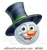 Vector Illustration of a Happy Winter Christmas Snowman Face with a Top Hat by AtStockIllustration