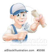 Vector Illustration of a Happy Worker Graduate Holding a Wrench and Degree by AtStockIllustration