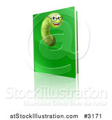 Vector Illustration of a Happy Worm Wearing Glasses and Emerging from a Green Book by AtStockIllustration