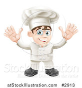 Vector Illustration of a Happy Young Chef in Uniform Holding up His Hands by AtStockIllustration