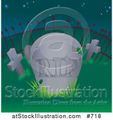 Vector Illustration of a Headstone and Crosses in a Cemetery by AtStockIllustration