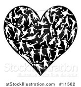 Vector Illustration of a Heart Made of White Silhouetted Soccer Players in Action by AtStockIllustration