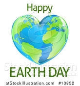 Vector Illustration of a Heart Shaped Planet with Happy Earth Day Text by AtStockIllustration