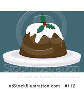 Vector Illustration of a Holly Garnished Christmas Pudding Dessert by AtStockIllustration