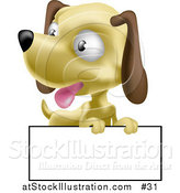 Vector Illustration of a Hound Puppy with a Blank Sign by AtStockIllustration