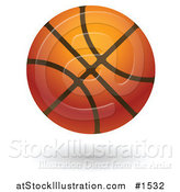 Vector Illustration of a Hovering Leather Basketball by AtStockIllustration