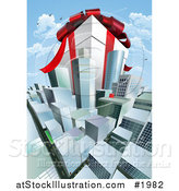 Vector Illustration of a Huge Present Within Cityscape by AtStockIllustration