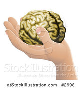 Vector Illustration of a Human Hand Holding a Brain by AtStockIllustration