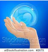 Vector Illustration of a Human Hand Holding a Bubble or Crystal Ball by AtStockIllustration