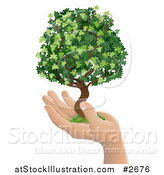 Vector Illustration of a Human Hand Holding a Lush Green Tree by AtStockIllustration