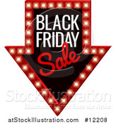 Vector Illustration of a Illuminated Marquee Arrow Sign with Black Friday Sale Text by AtStockIllustration