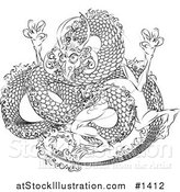 Vector Illustration of a Japanese Dragon with Scales, Tangling Itself by AtStockIllustration