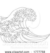 Vector Illustration of a Japanese Great Wave Outline Coloring Book Page by AtStockIllustration