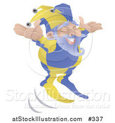 Vector Illustration of a Joker or Jester Man Jumping by AtStockIllustration