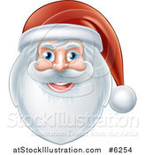 Vector Illustration of a Jolly Christmas Santa Face with a Beard and Hat by AtStockIllustration