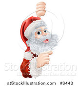 Vector Illustration of a Jolly Santa Pointing to a Christmas Sign by AtStockIllustration