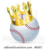 Vector Illustration of a King Baseball Wearing a 3d Golden Crown by AtStockIllustration