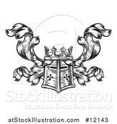 Vector Illustration of a Knights Great Helm Helmet and Foliage Crest Coat of Arms by AtStockIllustration