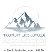 Vector Illustration of a Lake with Mountains over Sample Text by AtStockIllustration