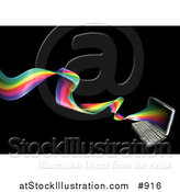 Vector Illustration of a Laptop Computer with a Twisting Rainbow Emerging from the Screen by AtStockIllustration