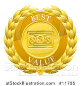 Vector Illustration of a Laurel Wreath Badge with Best Value Text by AtStockIllustration