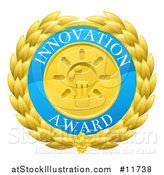 Vector Illustration of a Laurel Wreath Badge with Innovation Award Text by AtStockIllustration