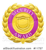 Vector Illustration of a Laurel Wreath Badge with Security Award Text by AtStockIllustration