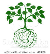 Vector Illustration of a Leafy Green Heart Shaped Tree with Brain Roots by AtStockIllustration