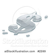 Vector Illustration of a Liquid Silver Metal Dollar USD Symbo by AtStockIllustration