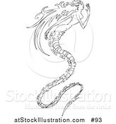 Vector Illustration of a Long Haired Mermaid with a Long, Spiny, Dragon-like Tail by AtStockIllustration