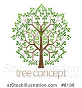 Vector Illustration of a Lush Tree with a Brown Trunk and Green Leaves, over Sample Text by AtStockIllustration