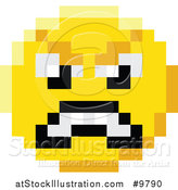 Vector Illustration of a Mad 8 Bit Video Game Style Emoji Smiley Face by AtStockIllustration