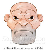 Vector Illustration of a Mad and Mean Bald Caucasian Man's Face by AtStockIllustration