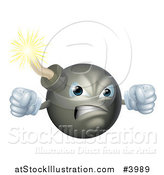 Vector Illustration of a Mad Bomb Mascot Holding up Fists by AtStockIllustration