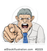 Vector Illustration of a Mad Boss Pointing Spitting and Yelling by AtStockIllustration