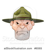 Vector Illustration of a Mad Caucasian Male Army Boot Camp Drill Sergeant Face by AtStockIllustration