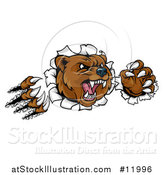 Vector Illustration of a Mad Grizzly Bear Mascot Breaking Through a Wall by AtStockIllustration