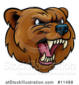 Vector Illustration of a Mad Grizzly Bear Mascot Head by AtStockIllustration
