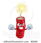 Vector Illustration of a Mad Lit Dynamite Mascot with Fists by AtStockIllustration