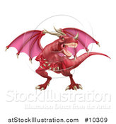 Vector Illustration of a Mad Red Dragon with a Horned Nose by AtStockIllustration