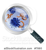 Vector Illustration of a Magnifying Glass Zoomed over Germs and Viruses by AtStockIllustration