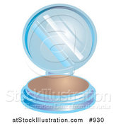 Vector Illustration of a Makeup Compact with a Mirror and Blush or Pressed Powder by AtStockIllustration