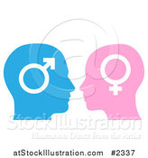 Vector Illustration of a Male and Female Gender Symbol Faces in Profile by AtStockIllustration