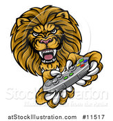 Vector Illustration of a Male Lion Playing a Video Game by AtStockIllustration