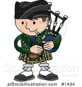 Vector Illustration of a Man Playing Bagpipes and Wearing a Kilt in Scotland by AtStockIllustration