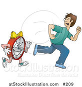 Vector Illustration of a Man Running from Time by AtStockIllustration